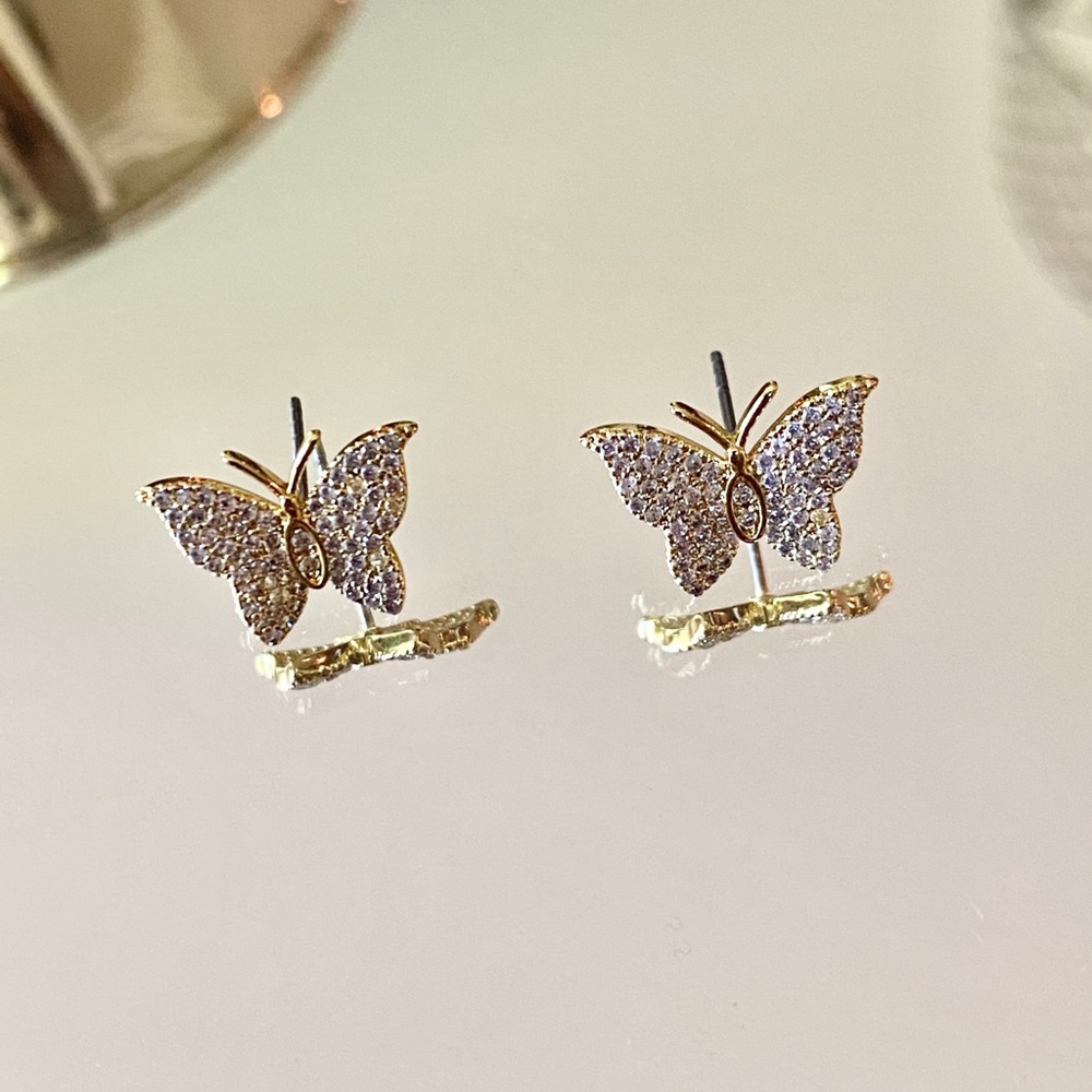 Gold plated butterfly earrings